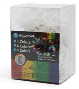 Aigostar - LED RGBY Vonkajšia vianočná reťaz 100xLED/8 funkcií 3xAA 10m IP44 hviezdy