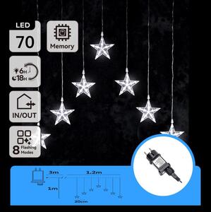Aigostar - LED Vonkajší reťaz 70xLED/230V 1,2x1m IP44 studená biela hviezdy