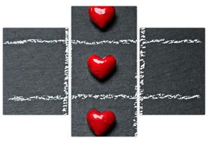 Šachovnica s červenými srdci (Obraz 90x60cm)