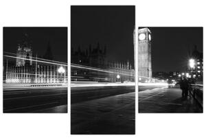 Čiernobiely obraz Londýna - Big ben (Obraz 90x60cm)