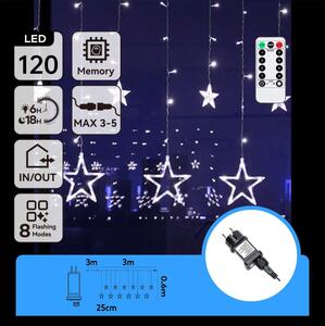 Aigostar - LED vonkajší vianočný reťaz 120xLED/6W/230V/8 funkcií 3x0,6m IP44 studená biela + diaľkové ovládanie