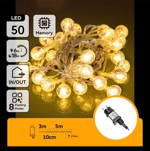 Aigostar - LED vonkajší vianočný reťaz 50xLED/8 funkcií 8m IP44 teplá biela