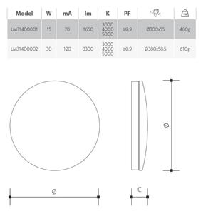 LED stmievateľné kúpeľňové stropné svietidlo LED/15W/230V pr. 30 cm IP54