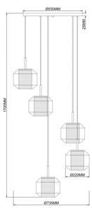 Zuma Line 003064-034743-Luster na lanku SOLIX 5xE27/25W/230V pr.73 cm zlatá/čierna