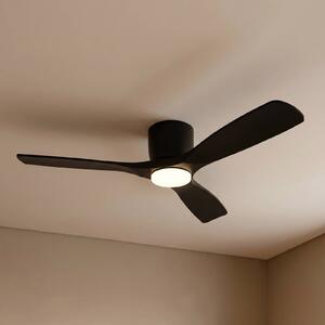 Lucande Smart LED stropný ventilátor Moneno, čierny, DC, Tuya, Čierna, Obývacia izba / jedáleň, kov, Moderný