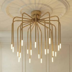 Stropné LED svetlo Lucande Ariadne, Ø 57 cm, matná zlatá, 20 žiaroviek, Mosadz / zlato, Obývacia izba / jedáleň, kov, Moderný, Stropné svetlo