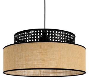 Luster na lanku BOHO 1xE27/60W/230V pr. 40 cm čierna/ratan