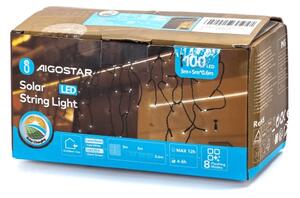 Aigostar - LED solárny reťazec 100xLED/8 funkcií 8x0,6m IP65 studená biela