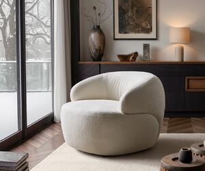 DELIFE Lounge kreslo Nova 88x88 cm bouclé mäkký béžová