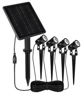 MasterLED solárne vonkajšie osvetlenie záhrady, 4 LED diódy, 3000K, 400 lm, IP54, čierna, s kovovým podstavcom na zapichnutie do zeme