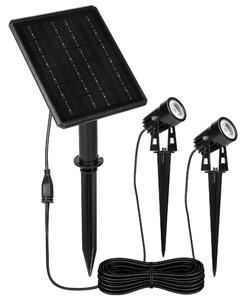 MasterLED solárne vonkajšie osvetlenie záhrady, 2 x LED, 3000K, 200 lm, IP54, čierna, s kovovým podstavcom na zapichnutie do zeme