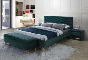 Čalúnená posteľ MELINA VELVET + matrac DE LUX, 180x200, bluvel 78/dub