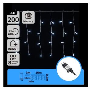 Aigostar - LED vonkajšia vianočná reťaz 200xLED/3,6W/230V/8 funkcií 10x0,4m IP44 studená biela