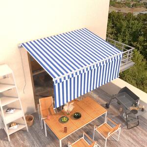 Maison Exclusive – Manuálna markíza, 3,5 x 2,5 m, modro-biela, 100% polyester