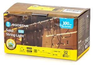 Aigostar - LED solárny svetelný reťazec 100xLED/8 funkcií 8x0,6m IP65 teplá biela