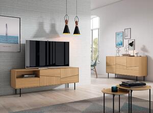 MUZZA TV stolík inasa s policou 160 x 53 cm prírodný
