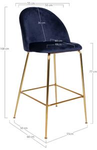 Barová stolička LOESONNI modrá/zlatá