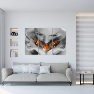 Obraz - oranžové kamene v dlani (Obraz 120x80cm)