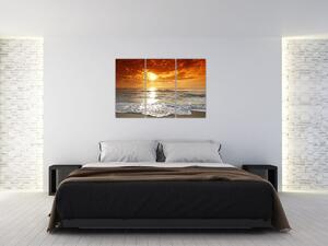 Obraz piesočného pobrežia pri západe slnka (Obraz 120x80cm)
