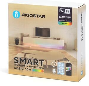 Aigostar - LED RGBIC stmievateľný pás 10 m, LED/24W/24V + diaľkové ovládanie a Wi-Fi