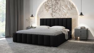 Elegantná čalúnená posteľ 180x200 MADALENA s úložným priestorom - čierna