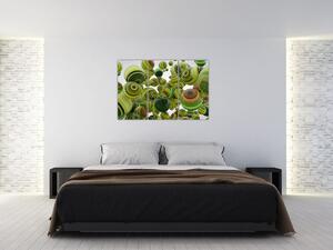 Abstraktný obraz - zelené gule (Obraz 120x80cm)