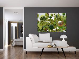 Abstraktný obraz - zelené gule (Obraz 120x80cm)