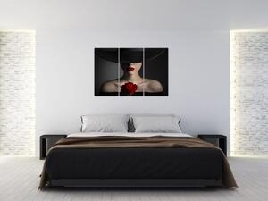 Moderný obraz - žena s ruží (Obraz 120x80cm)