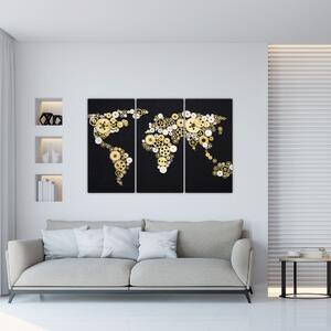 Mapa sveta z ozubených kolies - obraz na stenu (Obraz 120x80cm)