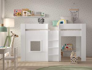 MUZZA Detská posteľ s domčekom noreno 90 x 200 cm biela
