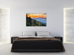 Obraz horskej krajiny pri západe slnka (Obraz 120x80cm)