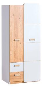Kombinovaná šatníková skriňa 80 cm CEDAR - dub nash / biela