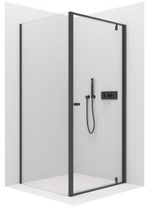 Cerano Ferri, krídlový sprchovací kút 90(dvere) x 80(stena) x 195 cm, 6mm číre sklo, čierny profil, CER-CER-427480