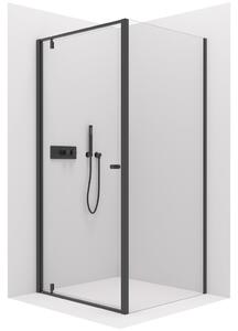 Cerano Ferri, krídlový sprchovací kút 80(dvere) x 80(stena) x 195 cm, 6mm číre sklo, čierny profil, CER-CER-427471