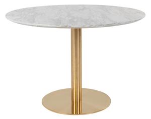 Jedálenský stôl BULZONU biely mramor/zlatá