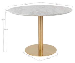 Jedálenský stôl BULZONU biely mramor/zlatá