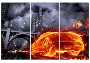Moderný obraz - ohnivé auto (Obraz 120x80cm)