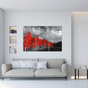 Červený les - moderný obraz (Obraz 120x80cm)