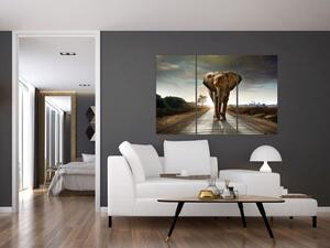 Obraz kráčajúceho slona (Obraz 120x80cm)