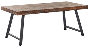 Jedálenský stôl tmavohnedý borovicové drevo MDF 180 x 90 cm stabilné čierne kovové nohy jedáleň obývacia izba industriálny štýl