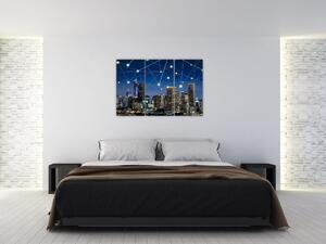 Moderný obraz: večerné mesto budúcnosti (Obraz 120x80cm)