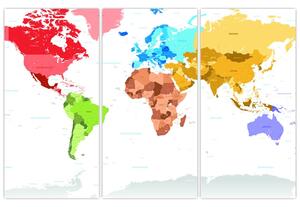 Obraz - farebná mapa sveta (Obraz 120x80cm)