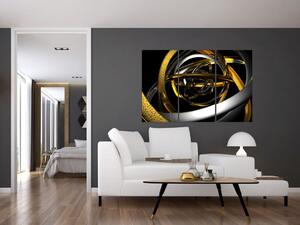 Moderný obraz - zlaté a strieborné obruče (Obraz 120x80cm)