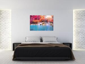 Obraz vodopádu a farebné prírody (Obraz 120x80cm)