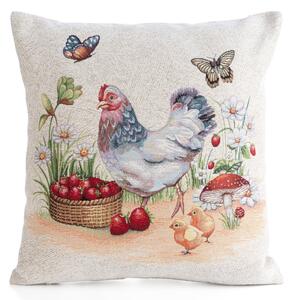 GOBELÍNOVÁ DEKORAČNÁ OBLIEČKA NA VANKÚŠ FOWL1 45X45 CM VZOROVANÁ