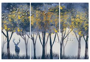 Obraz jeleň v lese (Obraz 120x80cm)