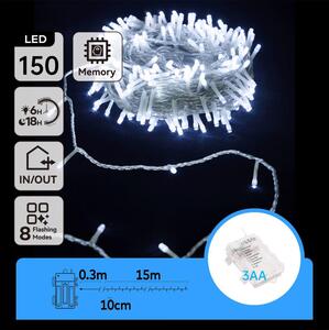 Aigostar - LED vonkajší svetelný reťazec 150xLED/8 funkcií 15,3m IP44 studená biela