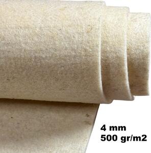 Vlnená technický plsť (filc) 4 mm farba Ecru, metráž 150 cm