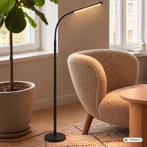 Briloner LED stojacia lampa Mura, čierna, výška 170 cm, kovový dotykový stmievač, Čierna, Obývacia izba / jedáleň, Plast, Moderný