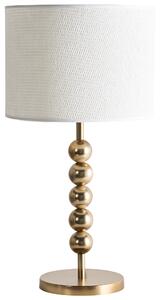 Stolná lampa mosadzná železný podstavec biele tienidlo mid-century modern štýl obývacia izba spálňa